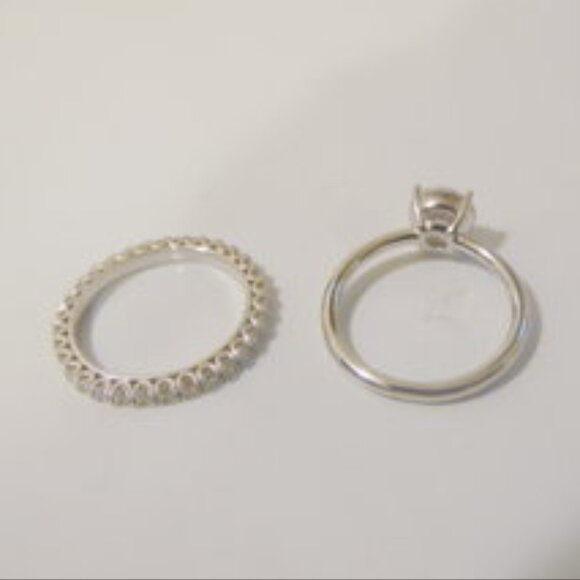 Radiance by Absolute Simulated Diamond Solataire Ring & Eternity Band - Picture 2 of 5